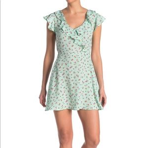 NWT Kenedik Ruffle Floral Mini Dress in Mint XL